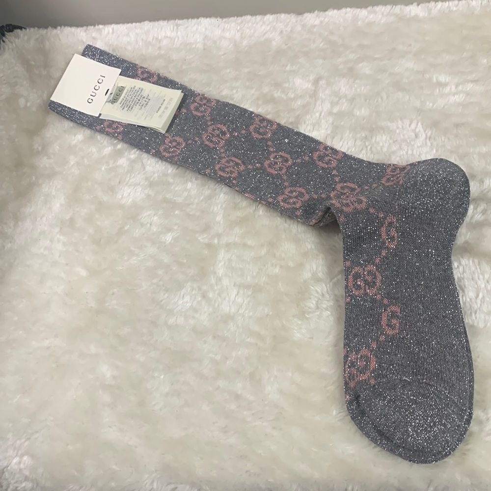 Gucci Signature GG Grey/ pink Knee Socks